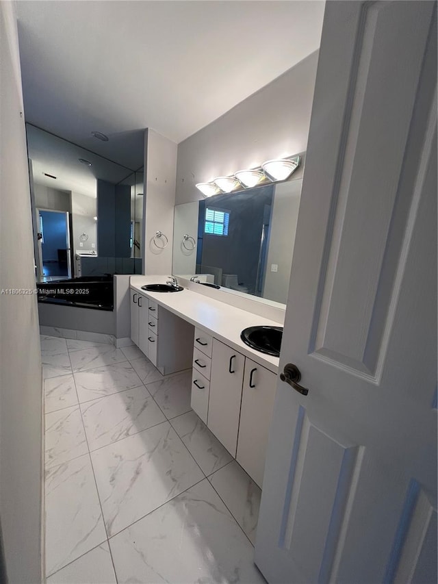 20820 San Simeon Way Unit 24-G, Miami, FL 33179 - bathroom with vanity and marble finish flooring