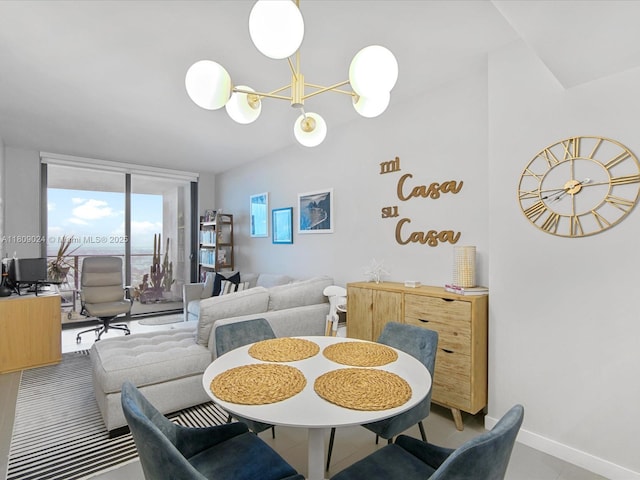 1600 NE 1st Ave Unit 3311, Miami, FL 33132 - dining space featuring a chandelier and baseboards