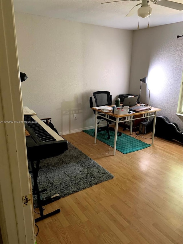 325 E Plymouth, Deland, FL 32724 - office space with a ceiling fan, a textured wall, wood finished floors, and baseboards