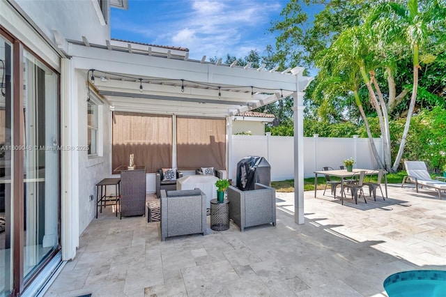 4231 N Magnolia Cir, Delray Beach, FL 33445 - fenced backyard featuring outdoor dining space, a pergola, and a patio