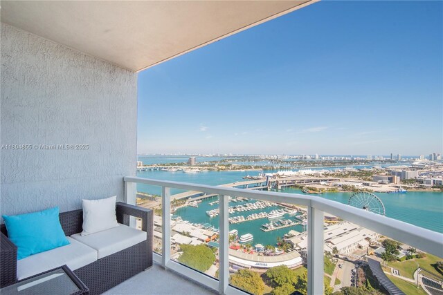 244 Biscayne Blvd Unit 3703, Miami, FL 33132 - balcony featuring view of marina and a water view