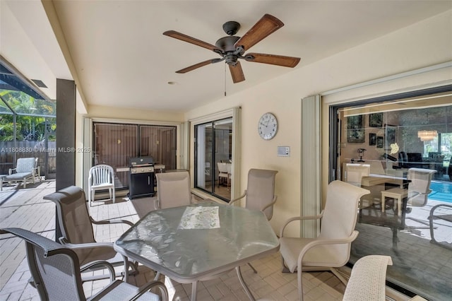 3721 N Park Rd, Hollywood, FL 33021 - view of patio / terrace featuring ceiling fan, outdoor dining space, and a grill
