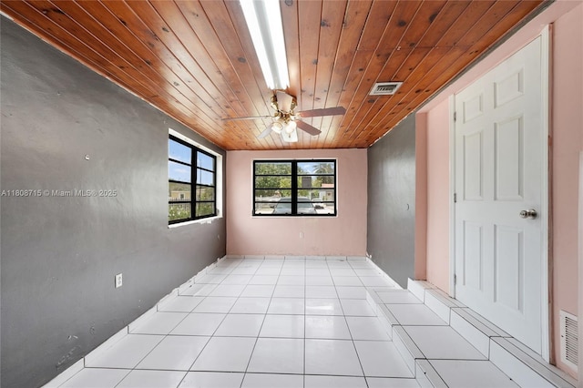 778 NW 146th St, Miami, FL 33168 - tiled empty room featuring wooden ceiling and a ceiling fan