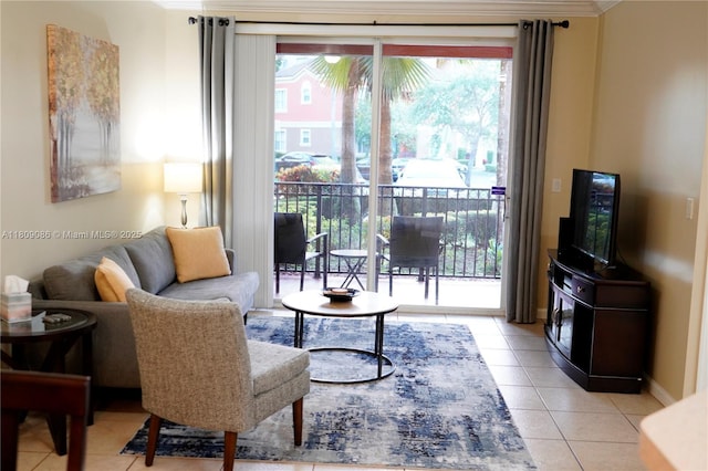 4506 SW 160th Ave Unit 1116, Miramar, FL 33027 - living room featuring light tile patterned floors and crown molding