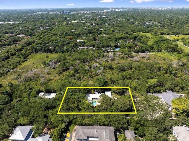 5465 Banyan Trl, Coral Gables, FL 33156 - aerial overview of property's location featuring property boundaries highlighted and a heavily wooded area