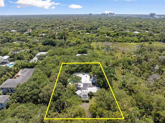 5465 Banyan Trl, Coral Gables, FL 33156 - aerial view of property's location featuring property parcel outlined and a forest