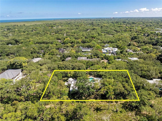 5465 Banyan Trl, Coral Gables, FL 33156 - aerial view of property's location with a heavily wooded area and property boundaries highlighted