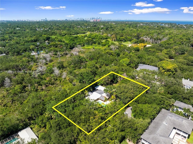 5465 Banyan Trl, Coral Gables, FL 33156 - aerial overview of property's location with property boundaries highlighted and a forest