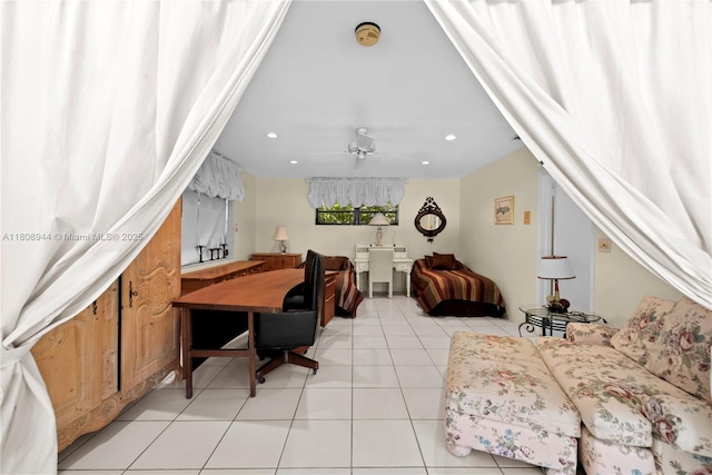 5465 Banyan Trl, Coral Gables, FL 33156 - bedroom with light tile patterned flooring and recessed lighting