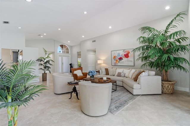 7259 Via Palomar, Boca Raton, FL 33433 - living room with recessed lighting and high vaulted ceiling