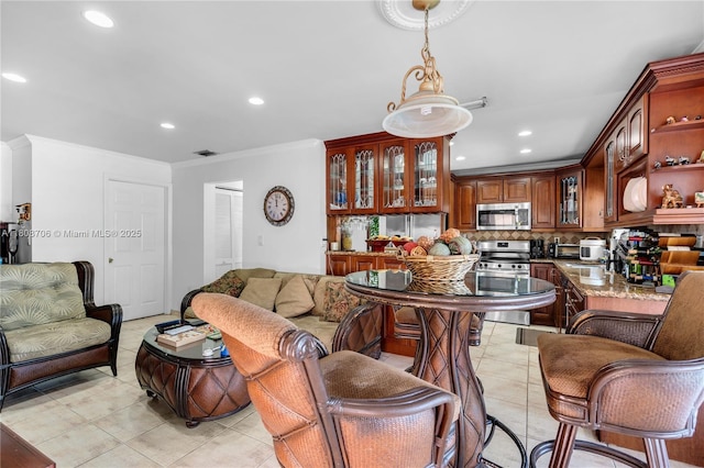 10213 SW 156th Ave, Miami, FL 33196 - living area with crown molding, recessed lighting, and light tile patterned flooring