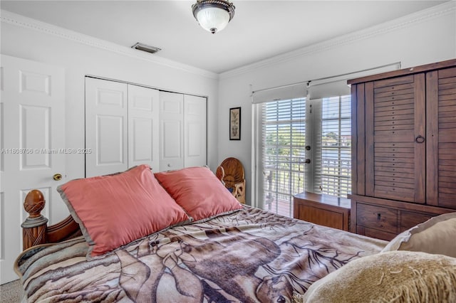 10213 SW 156th Ave, Miami, FL 33196 - bedroom featuring a closet, crown molding, french doors, and access to exterior