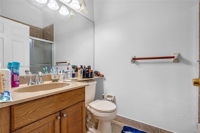 10213 SW 156th Ave, Miami, FL 33196 - bathroom with vanity, a shower stall, and tile patterned flooring