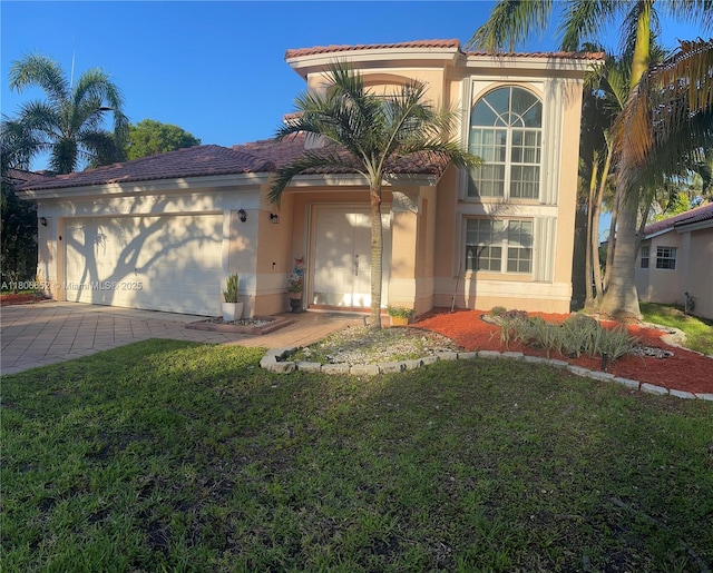 2220 NW 137th Ave, Sunrise, FL 33323 - mediterranean / spanish home featuring a garage, stucco siding, driveway, and a tile roof