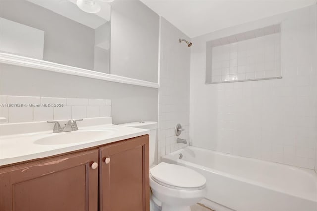 6160 Camp Lee Rd, West Palm Beach, FL 33417 - full bathroom with toilet, vanity,  shower combination, and backsplash