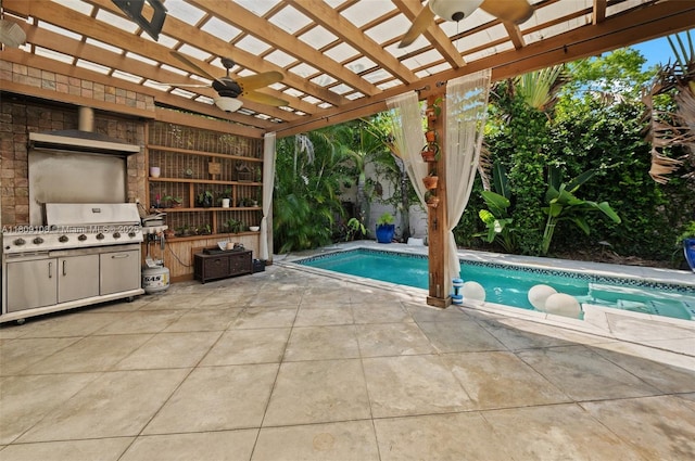 1771 Wa Kee Na Dr, Miami, FL 33133 - swimming pool with ceiling fan, a pergola, and a patio