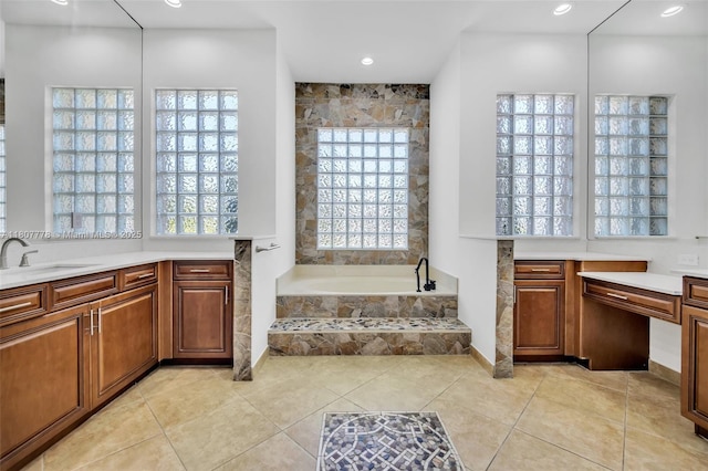 5466 SW 187th Ter, Miramar, FL 33029 - bathroom with healthy amount of natural light, a bath, vanity, recessed lighting, and tile patterned flooring