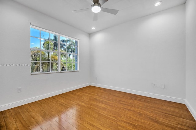 5466 SW 187th Ter, Miramar, FL 33029 - empty room with baseboards, wood finished floors, a ceiling fan, and recessed lighting