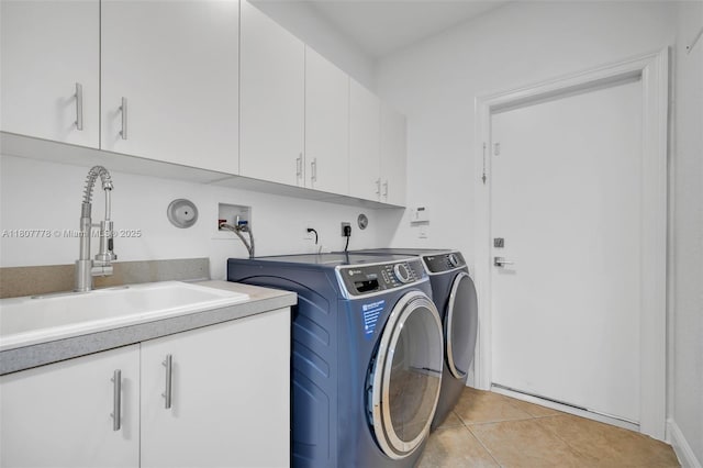5466 SW 187th Ter, Miramar, FL 33029 - laundry area featuring cabinet space, washer and dryer, and light tile patterned flooring
