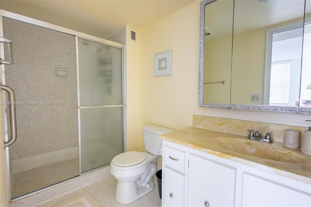2000 S Ocean Blvd Unit 3B, Lauderdale By The Sea, FL 33062 - bathroom with toilet, vanity, a shower stall, and tile patterned flooring