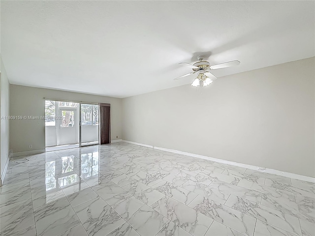 1100 SW 130th Ave Unit 111H, Pembroke Pines, FL 33027 - unfurnished room featuring light marble finish flooring, baseboards, and a ceiling fan