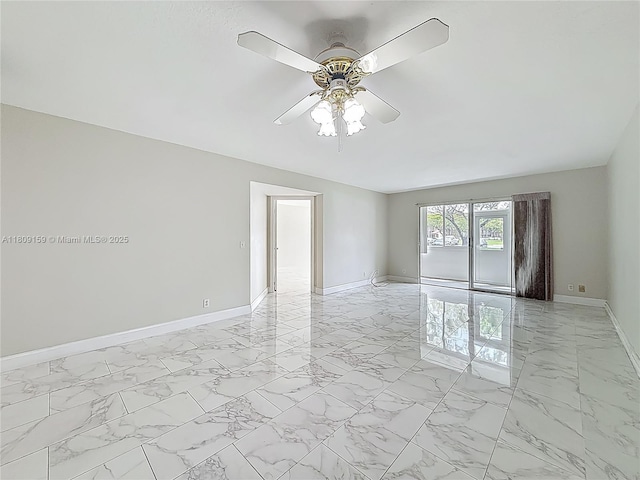 1100 SW 130th Ave Unit 111H, Pembroke Pines, FL 33027 - empty room with baseboards, light marble finish floors, and a ceiling fan