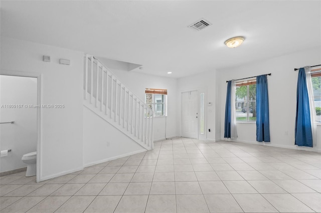 8206 SW 29th St Unit 104, Miramar, FL 33025 - foyer with stairs, baseboards, light tile patterned flooring, and recessed lighting