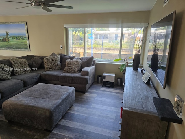 5812 NW 20th Ct, Margate, FL 33063 - living area with ceiling fan and wood finished floors