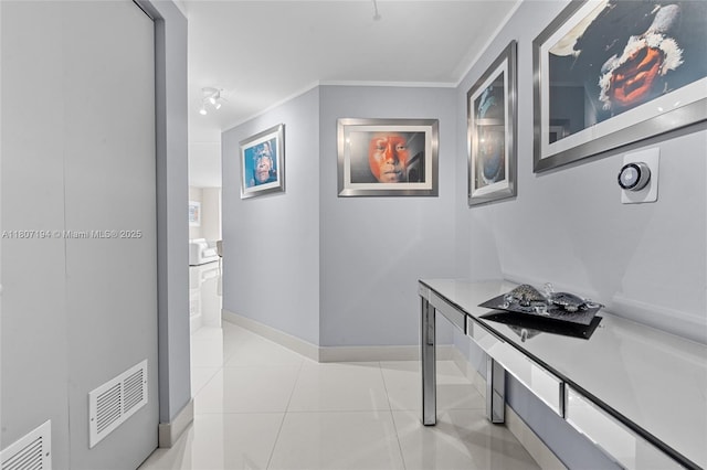 325 S Biscayne Blvd Unit 3926, Miami, FL 33131 - hallway with light tile patterned flooring, crown molding, and baseboards