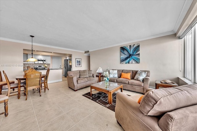 3111 N Ocean Dr Unit 904, Hollywood, FL 33019 - living area featuring crown molding and light tile patterned floors