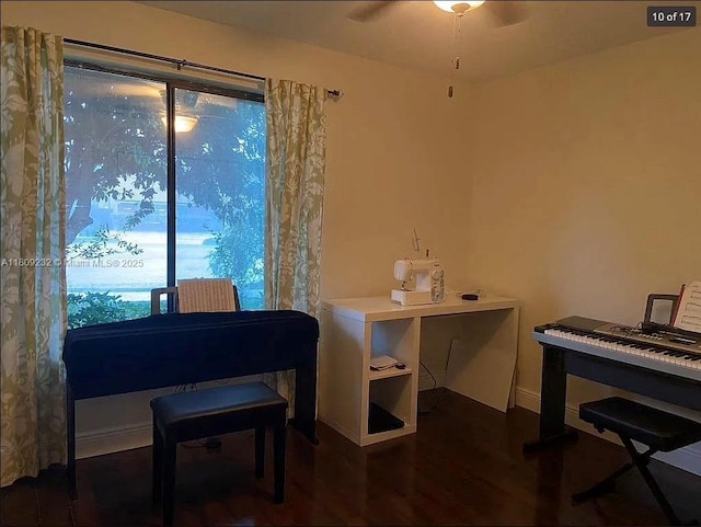 9315 SW 170th Ln, Palmetto Bay, FL 33157 - office space featuring wood finished floors, a ceiling fan, and baseboards