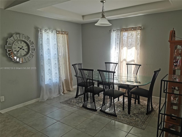 2116 5th Pl, Cape Coral, FL 33909 - tiled dining area featuring a tray ceiling, plenty of natural light, and baseboards