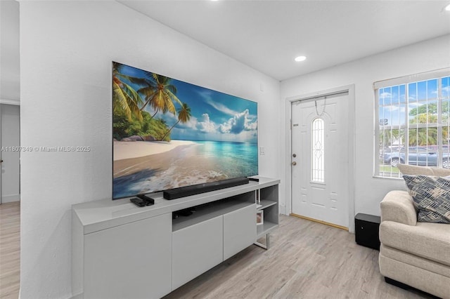 1356 Pelican Ct, Homestead, FL 33035 - living area featuring light wood-type flooring and recessed lighting
