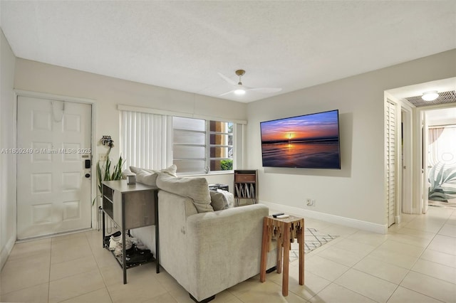 826 Twin Lakes Dr Unit 18-D, Coral Springs, FL 33071 - living area featuring light tile patterned flooring and a ceiling fan