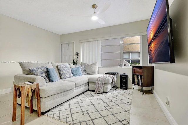 826 Twin Lakes Dr Unit 18-D, Coral Springs, FL 33071 - living area with light tile patterned floors and ceiling fan