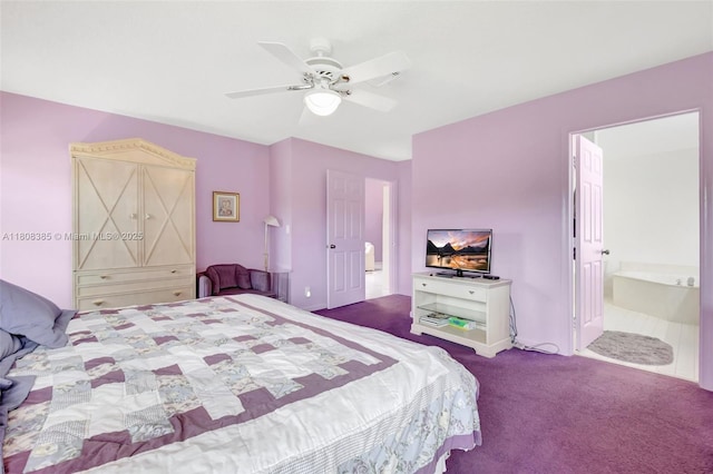 7713 Springwater Pl, Boynton Beach, FL 33437 - carpeted bedroom with a ceiling fan and connected bathroom
