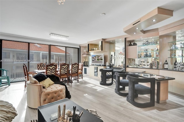 21388 Marina Cove Cir Unit 13-G, Aventura, FL 33180 - living area with wet bar and light wood-type flooring