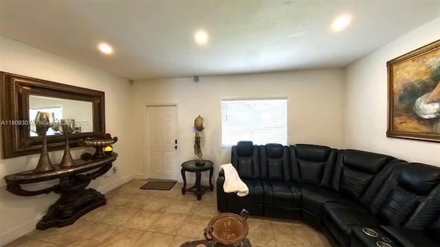 10341 SW 179th St, Miami, FL 33157 - living room featuring light tile patterned flooring, recessed lighting, and baseboards