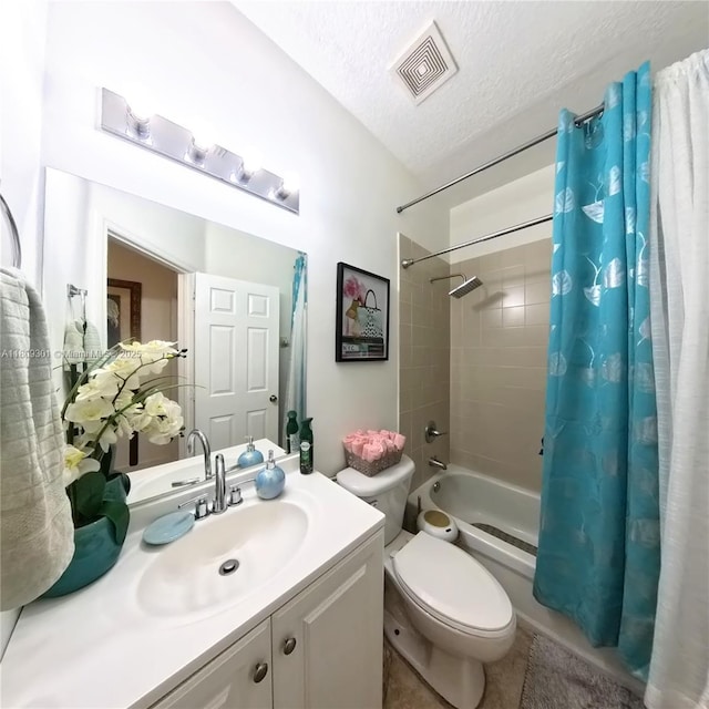 10341 SW 179th St, Miami, FL 33157 - full bathroom featuring shower / tub combo, toilet, vanity, a textured ceiling, and tile patterned floors