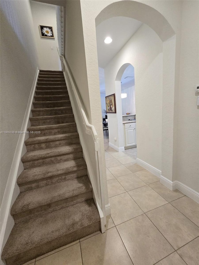 4940 SW 140th Ter Unit 14, Miramar, FL 33027 - staircase with tile patterned flooring and arched walkways