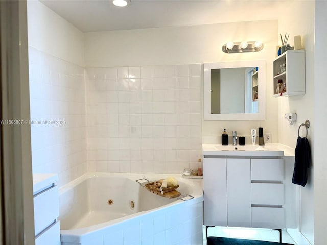 9725 NW 52nd St Unit 421, Doral, FL 33178 - bathroom with a jetted tub and vanity