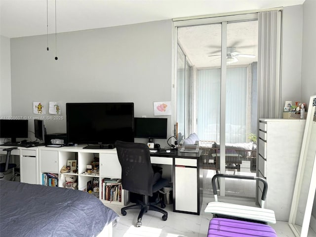 9725 NW 52nd St Unit 421, Doral, FL 33178 - bedroom featuring an office area and marble look tiles