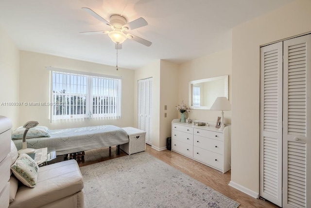 2333 Indian River Blvd Unit 306, Vero Beach, FL 32960 - bedroom with baseboards, light wood-type flooring, and a ceiling fan