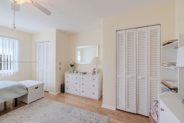 2333 Indian River Blvd Unit 306, Vero Beach, FL 32960 - bedroom with baseboards, ceiling fan, and light wood-type flooring