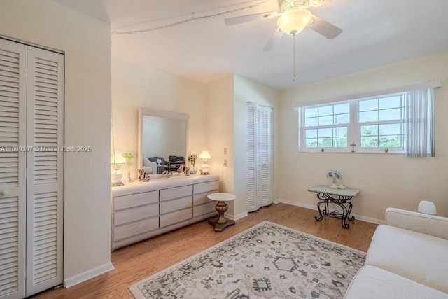 2333 Indian River Blvd Unit 306, Vero Beach, FL 32960 - sitting room featuring light wood-type flooring, baseboards, and a ceiling fan