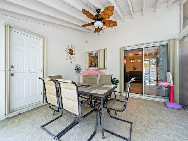 14474 SW 144th Ter, Miami, FL 33186 - dining room with beam ceiling and ceiling fan