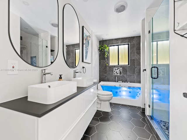 14474 SW 144th Ter, Miami, FL 33186 - full bathroom with toilet, a shower stall, tile patterned flooring, and a bath