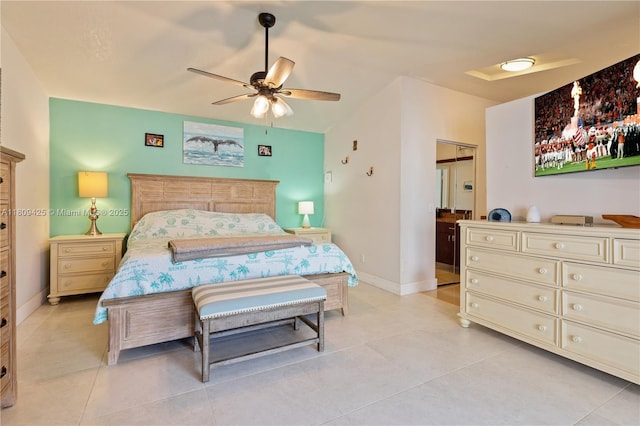 14912 SW 139th Ave, Miami, FL 33186 - bedroom with light tile patterned floors, baseboards, and ceiling fan