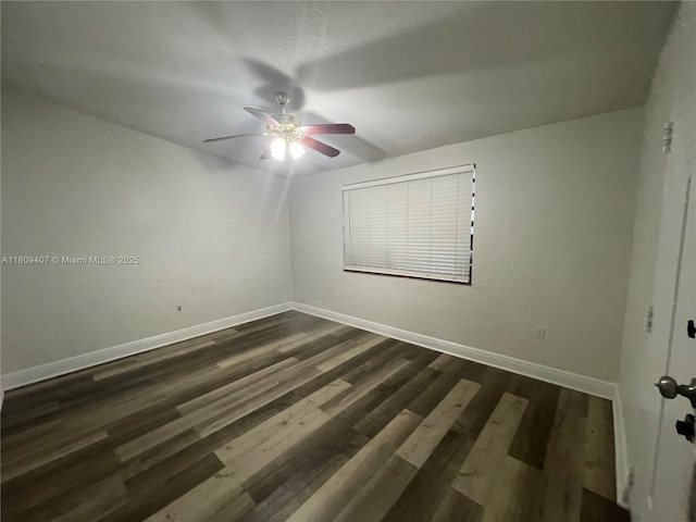 18201 NW 4th Ave, Miami Gardens, FL 33169 - empty room with baseboards, a ceiling fan, and dark wood-type flooring