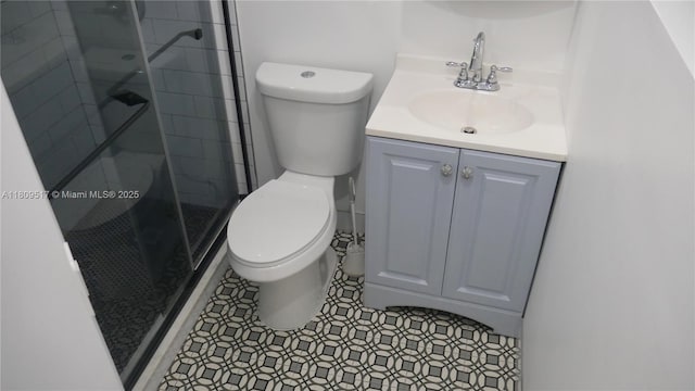 1930 NW 55th St, Miami, FL 33142 - bathroom featuring toilet, a shower stall, vanity, and tile patterned floors